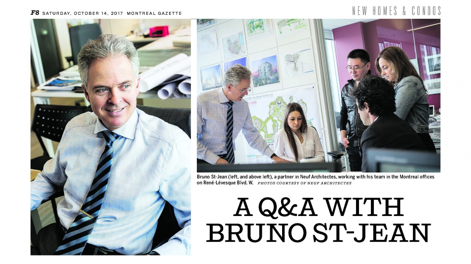 Bruno St-Jean in the New Homes and Condos section of the Montreal Gazette